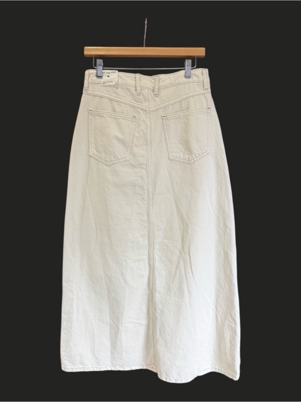 FREE PEOPLE WE THE FREE Come As You Are Denim Maxi Skirt Ivory Cream - Picture 4 of 5